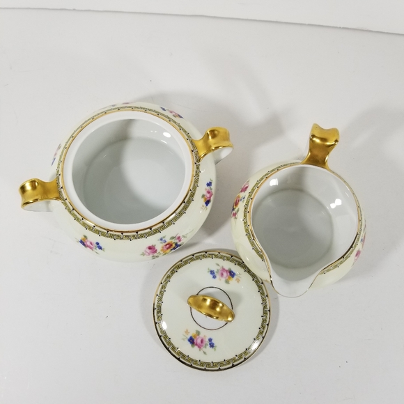 TK Thun Covered Sugar Bowl And Creamer Rosemary Czechoslovakia Vintage Floral - Picture 3 of 4